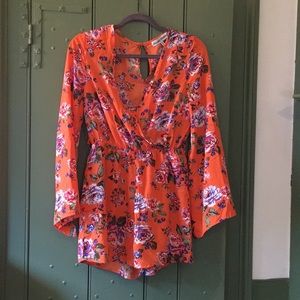 Orange Floral Romper! NWOT!